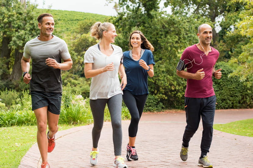 group of people out jogging